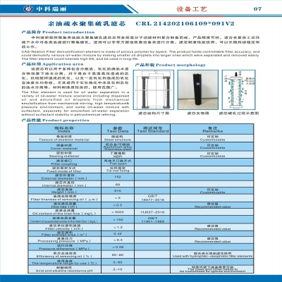 中科瑞麗聚集誘導分離工藝破乳濾芯